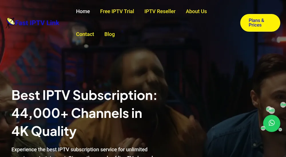 Fast IPTV Link homepage interface showing Premier League sports channels